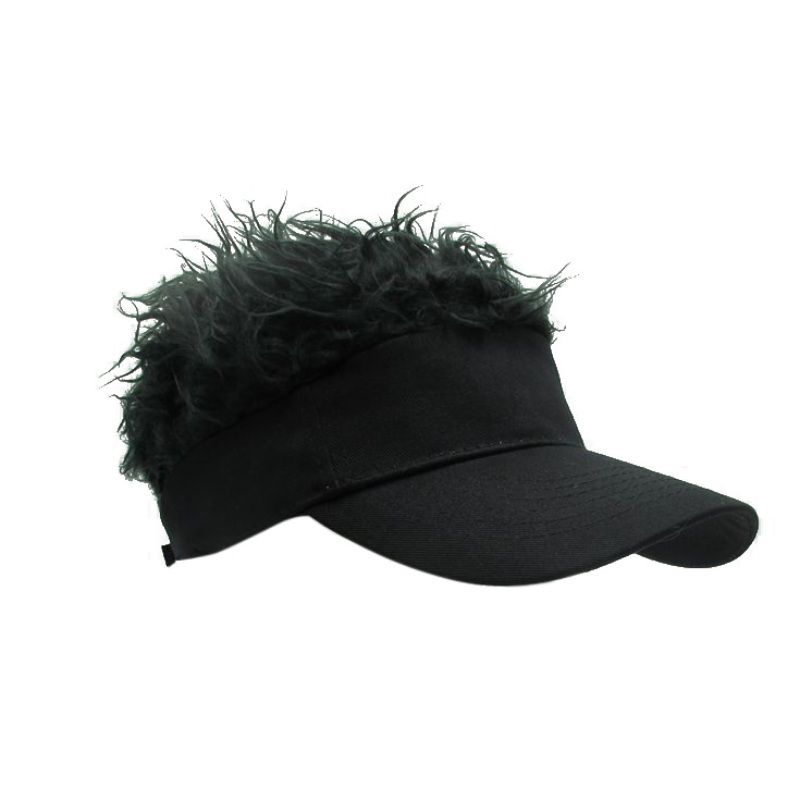sun visor hat with hair
