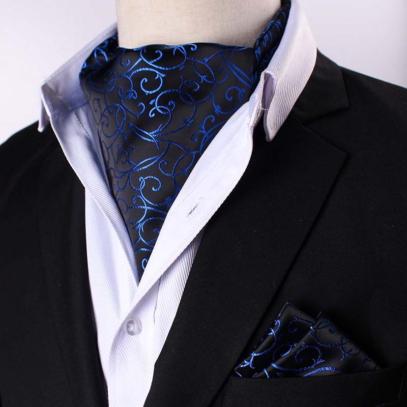 Paisley Cravatta Da Uomo Ascot Nero Argento Grigio foulard di seta FOULARD DA COLLO A31 
