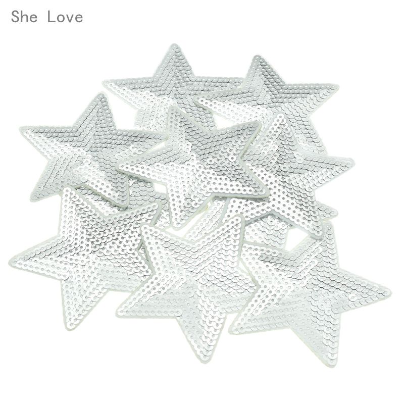Black Sequin Star Iron On Embroidered Applique Patch