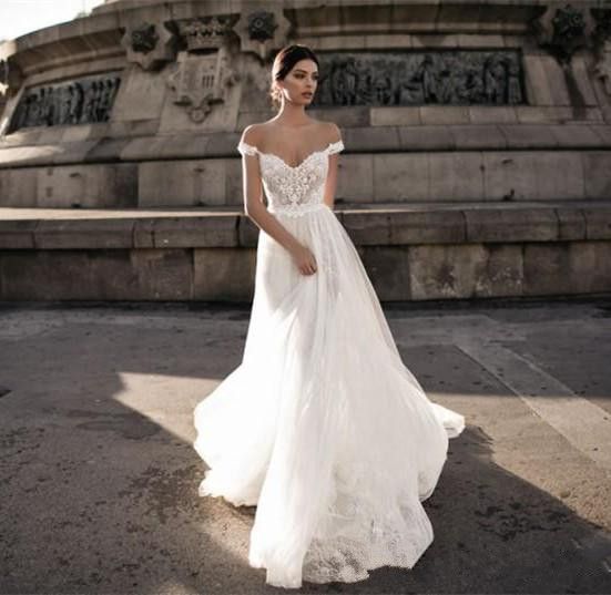 Acquistare New Fashion Bustom Dress Abito Da Sposa Pizzo Fuori Spalla  Morbida Tulle A Coda Economico | Consegna Veloce E Qualità | It.Dhgate
