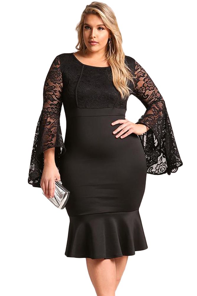 Grosshandel Plus Size Club Kleid Spitze Schmetterling Langarm Kleider Schwarz Meerjungfrau Bodycon Midi Elegantes Kleid Frauen Von Xuxiaoniu1 30 12 Auf De Dhgate Com Dhgate