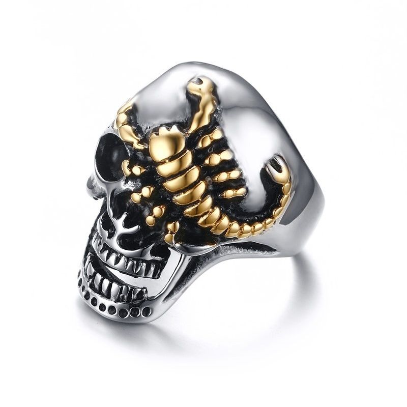 Men S Skull Bone Biker Rings Punk Scorpion Stainless Steel Male