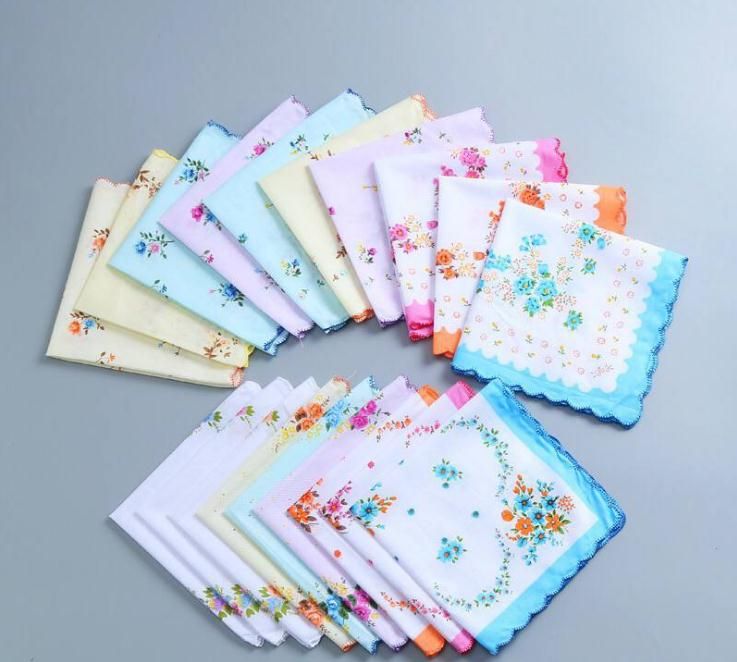 Ladies Poly Cotton Handkerchiefs 8 Pack White Floral Design Good Value Hankies