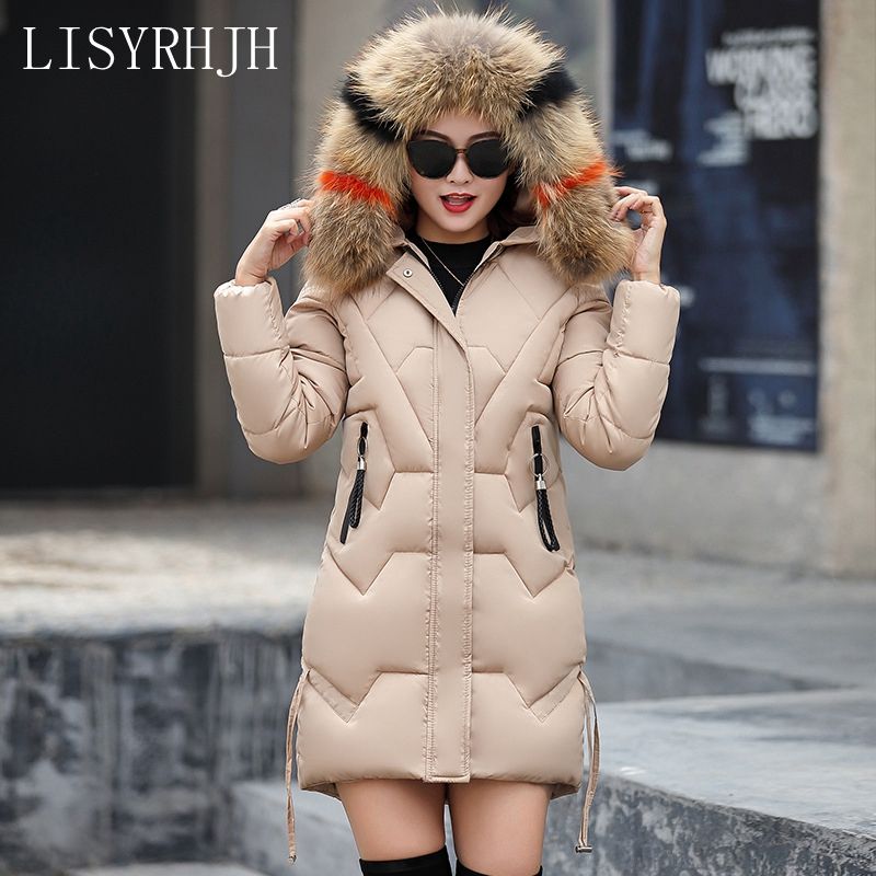 Moda casaco largo camperas mujer abrigo invierno 2018 parka caliente nuevo plus tamaño chaqueta de