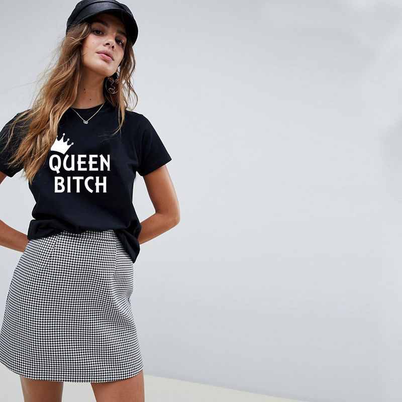 Reina perra Camiseta Hipster Tumblr Ropa Verano 2018 Graphic Tees Mujeres Letras Imprimir