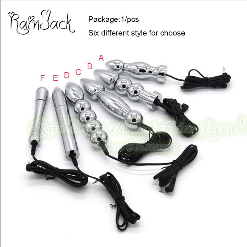 RainJack Electric Shock Anal Butt Anal Plug Metal Butt Beads Sex Toys DIY Electro Sex Shock pic