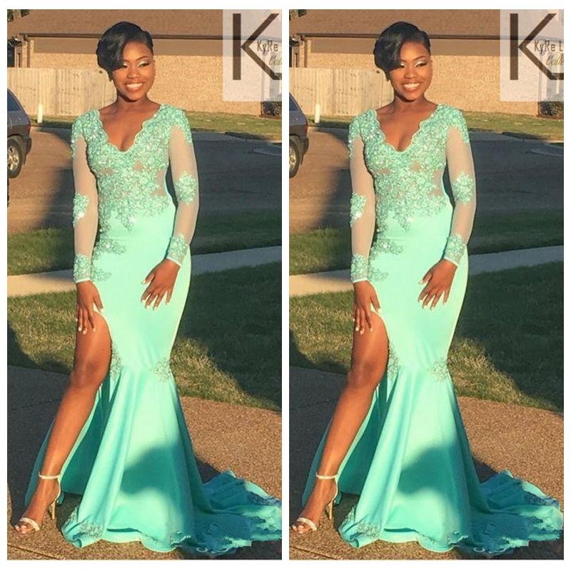 mint green prom dresses 2018