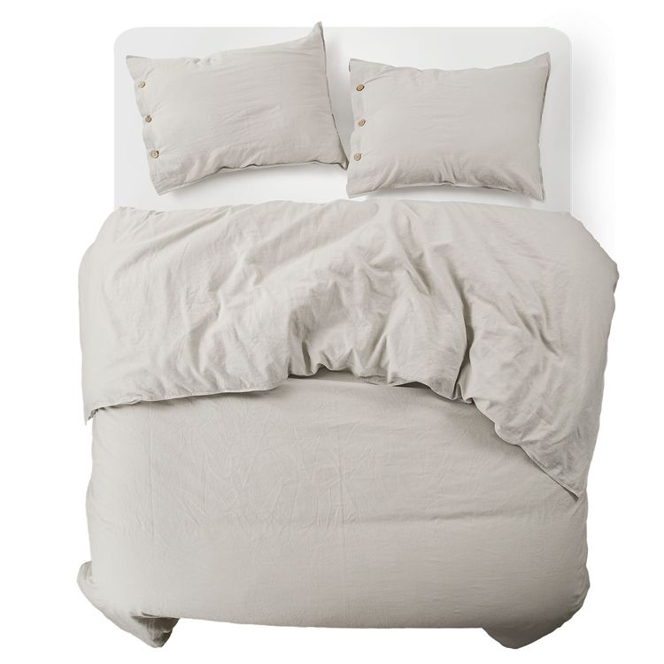 Bedsure Whole New Quality Bedding Set Duvet Cover Cotton Ivory White Grey Plain Solid Linen King Size For Girls Queen