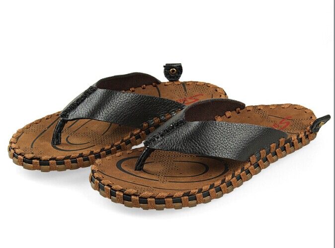 Trabajo hecho a caballeros zapatillas de vaca chanclas tejidas paja única suela