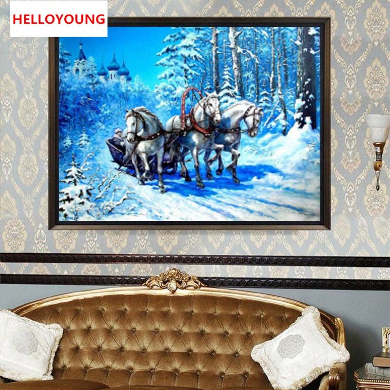 DIY 5D Full Diamond Embroidery Ice and snow world Round Diamond Painting Cross