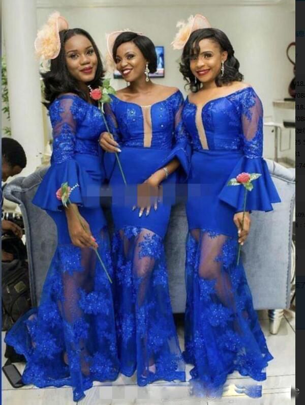 royal blue mermaid bridesmaid dresses