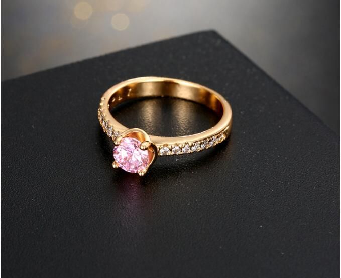 transatlántico Maryanne Jones lago Titicaca Anillo de 18 quilates de diamantes de oro rosa de cristal para mujer,  elegante anillo solitario