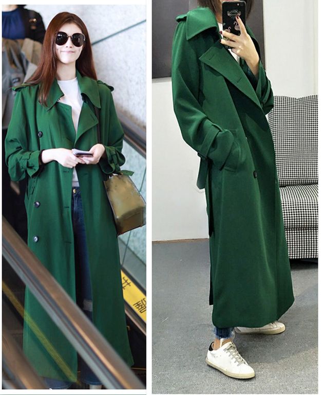 Drop Womens Trench Coats Uk Brand New Fashion 2018 Fall Autumn Casual Double Ted Simple Classic Long Coat Green Chic Female Windbreaker S18101203 By Jinmei03 Dhgate Com Drop Womens Trench Coats, Green Trench Coat Womens Uk