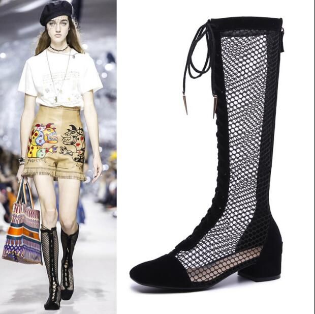 designer mesh booties