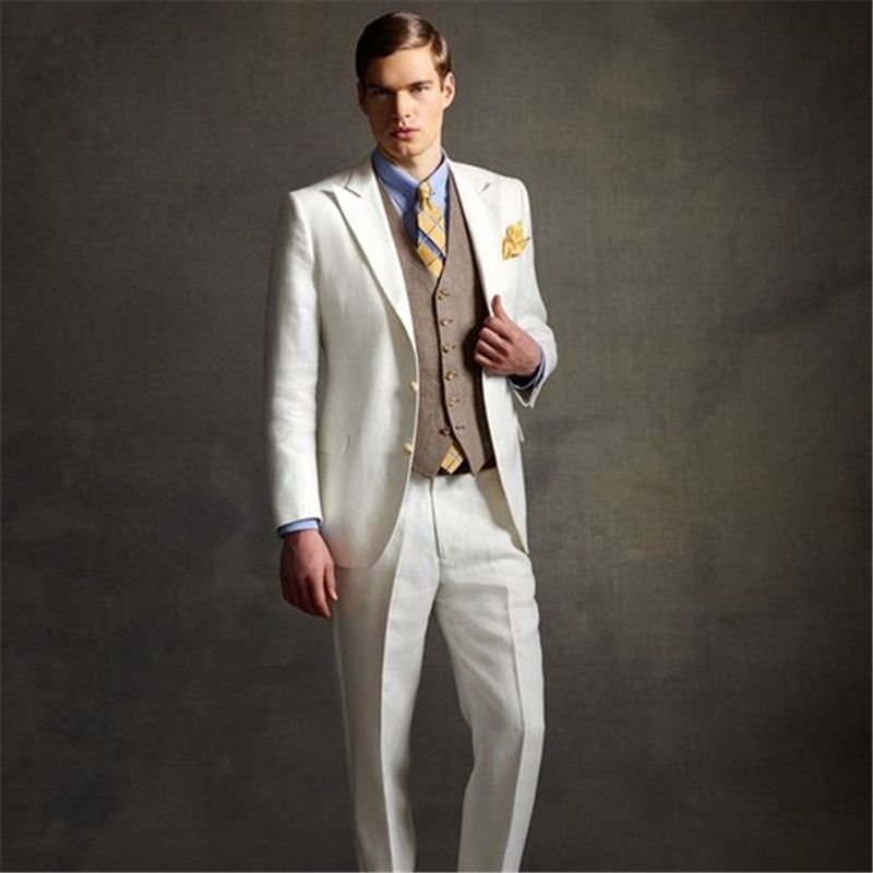 Acheter Mariage Homme Ivoire Costumes Slim Fit Marié Porter Smokings 2 Pièces Veste Pantalon Costumes Marié Meilleur Homme Blazer Costume Homme De