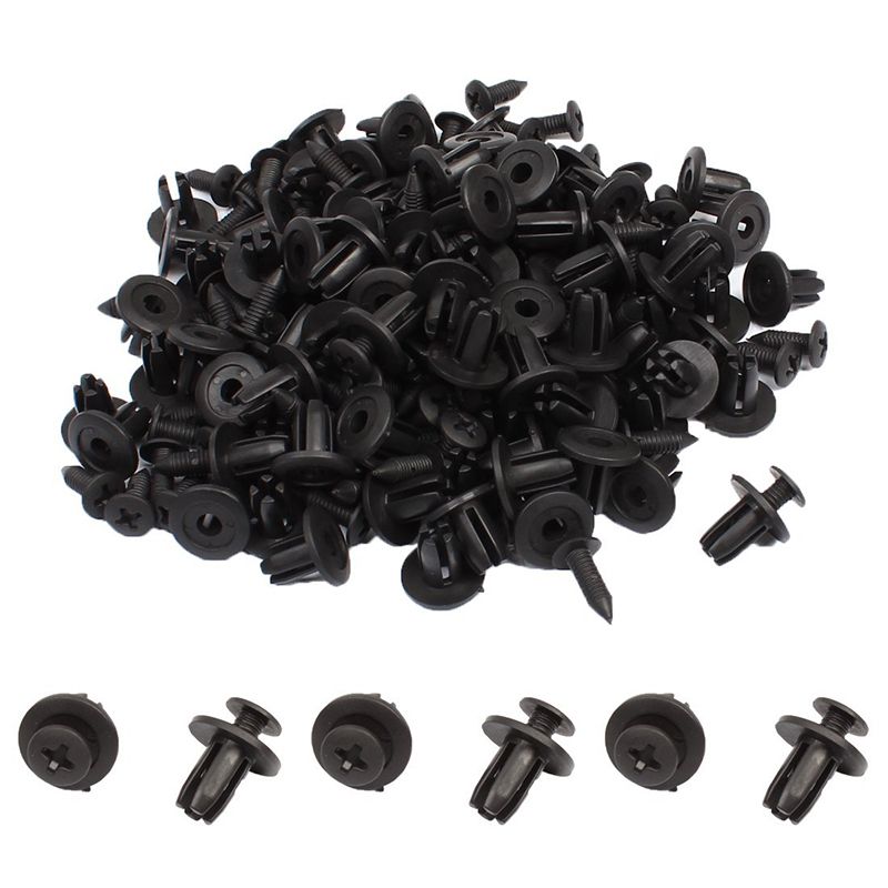 80 Pcs 6mm Hole Black Plastic Rivet Car Door Trim Panel Retainer Clip