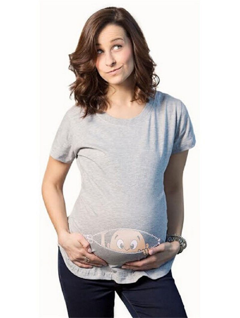 Lovely Summer Maternity Pregnancy T Shirt Women Cartoon Tee Baby Print Staring Pregnant Clothes Funny T- Lovely Summer Maternity Pregnancy T Shirt Women Cartoon Tee Baby Print Staring Pregnant Clothes Funny T-