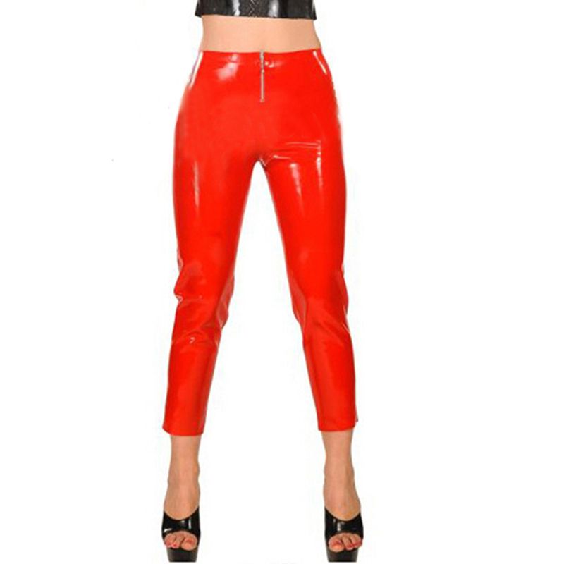 2020 Latex Women Pants With Zippers In The Front Crotch And Pants Legs ...