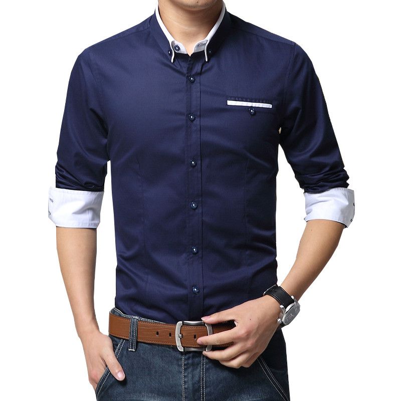Camisa De Negocios Con Estilo Manga Larga Comfy Male Camisa De Negocios Con Estilo Manga Larga Comfy Male
