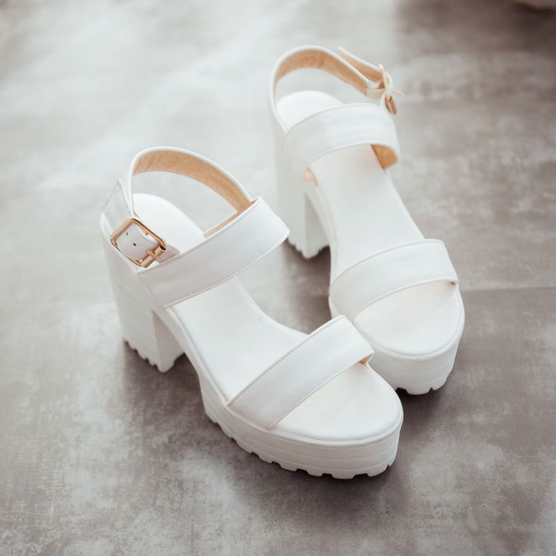 Moda 2016 nuevas cuñas de verano sandalias de plataforma mujer blanco y negro abiertos