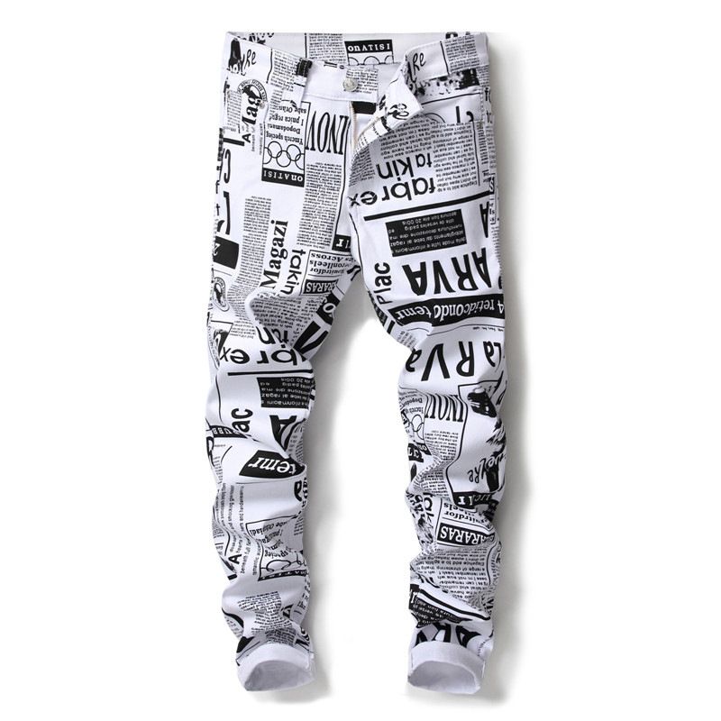 printed jeans