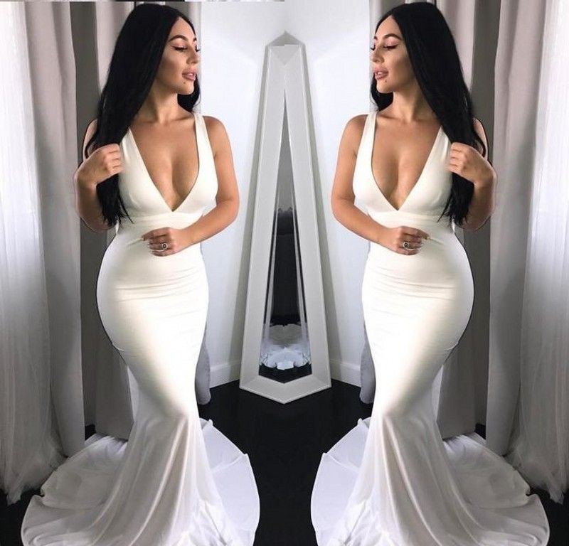flowy white prom dress