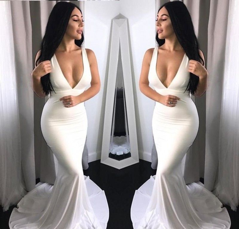 simple white mermaid dress