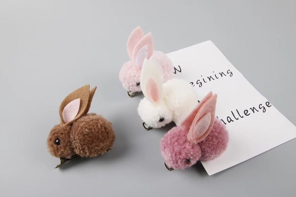 accesorios para el cabello de conejo de peluche hechos a mano 1 pieza Pinzas para el pelo de conejo para niña 