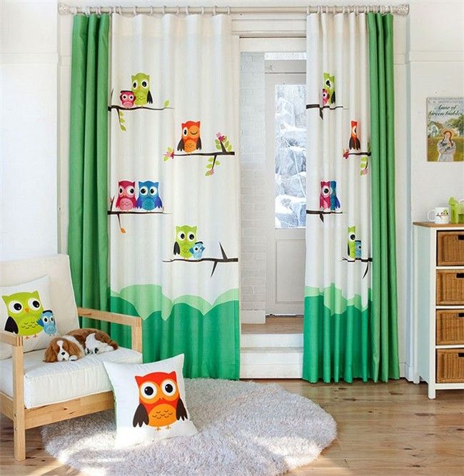 Pastoral Cartoon Owl Kids Room Curtain Window Curtain For Living