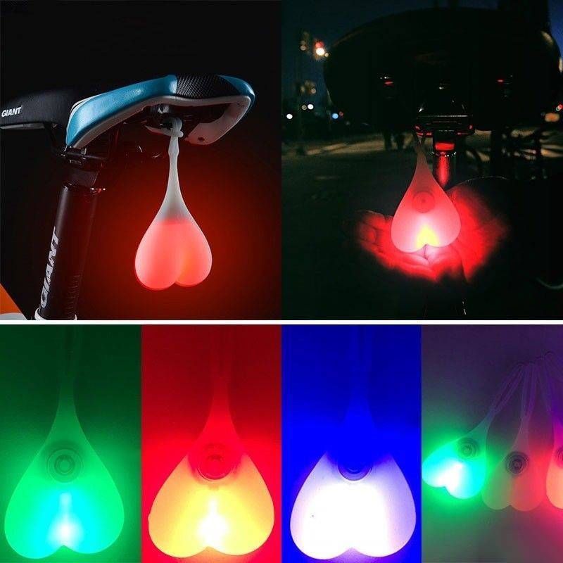 Silicone Bike Back Rear Tail Light Bicycle Cycling LED Light Heart Ball Egg Lamp