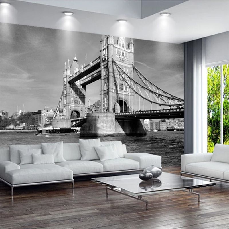 Custom Mural Wallpaper London Tower Bridge Vintage Black White Europe Architecture Bedroom Living Room Tv Background Wallpaper Canada 2019 From