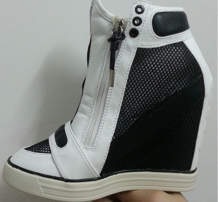 black platform wedge sneakers