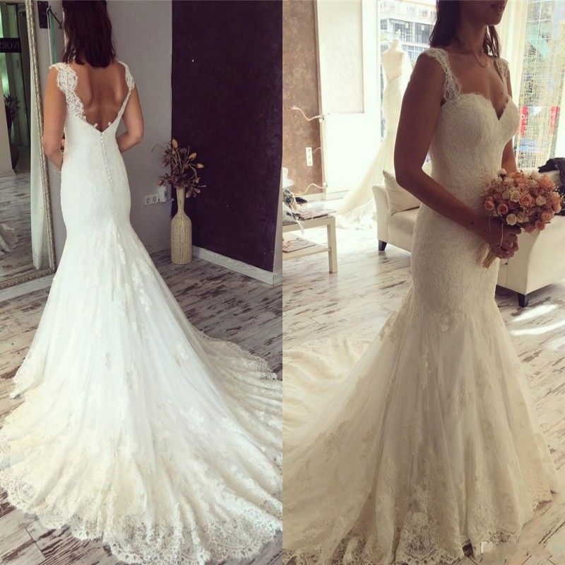 low back mermaid wedding gown