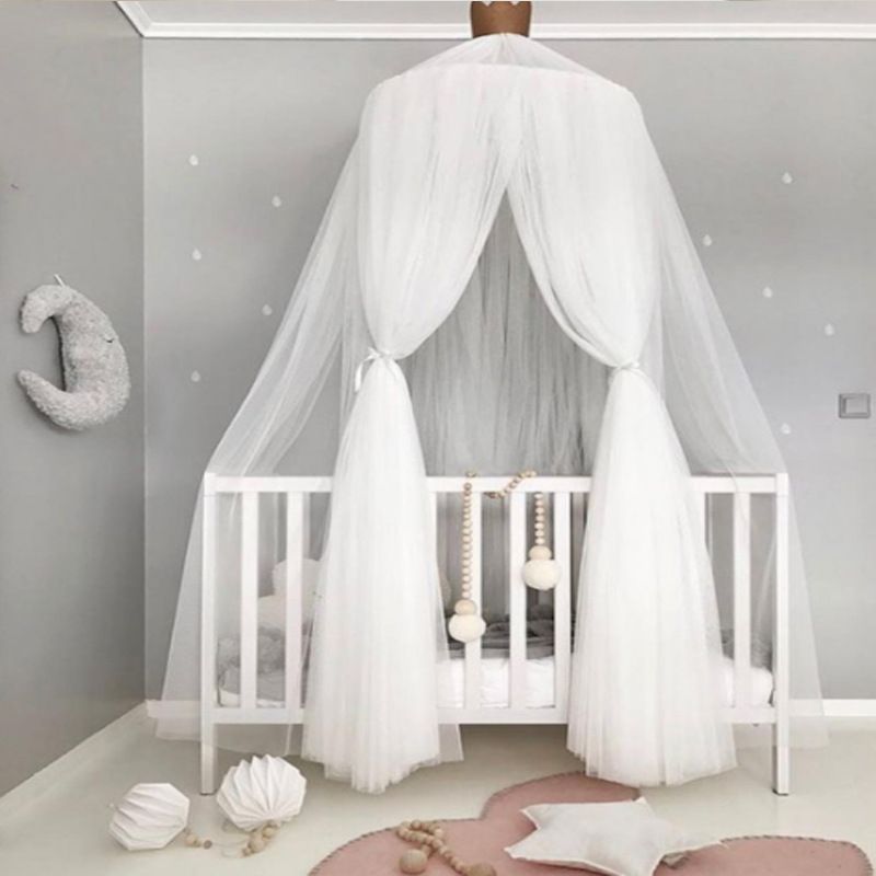 Pink Gray White Baby Girls Princess Bed Valance Mosquito Net For