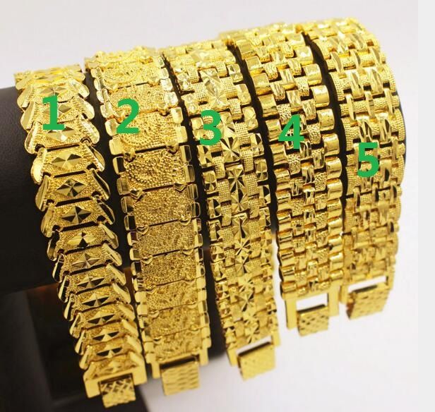 5 choix de style Large Edition plaqué or européen 18 carats plaqué cuivre vietnamien Bracelets en or pour hommes femmes Link Bracelets