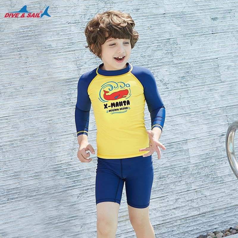 TFJH E Kids Boys Swimsuit UPF 50 UV Sun Protective 2PCS Fish Swimwear 