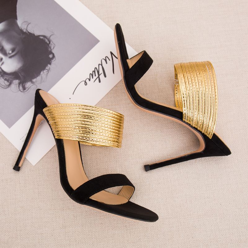 gold slip on heels