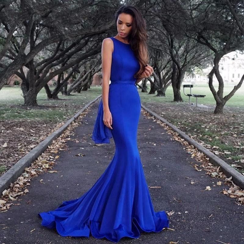Acquistare Elegante Sirena Blu Royal Abito Da Ballo Sweep Treno Backless  Lungo Abiti Da Donna Plus Size Economici Formale Vestito Da Partito  Occasione Speciale Abiti Da Sera Economico | Consegna Veloce E