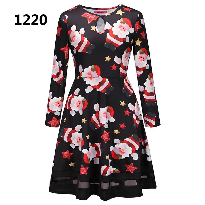 womens christmas print dress