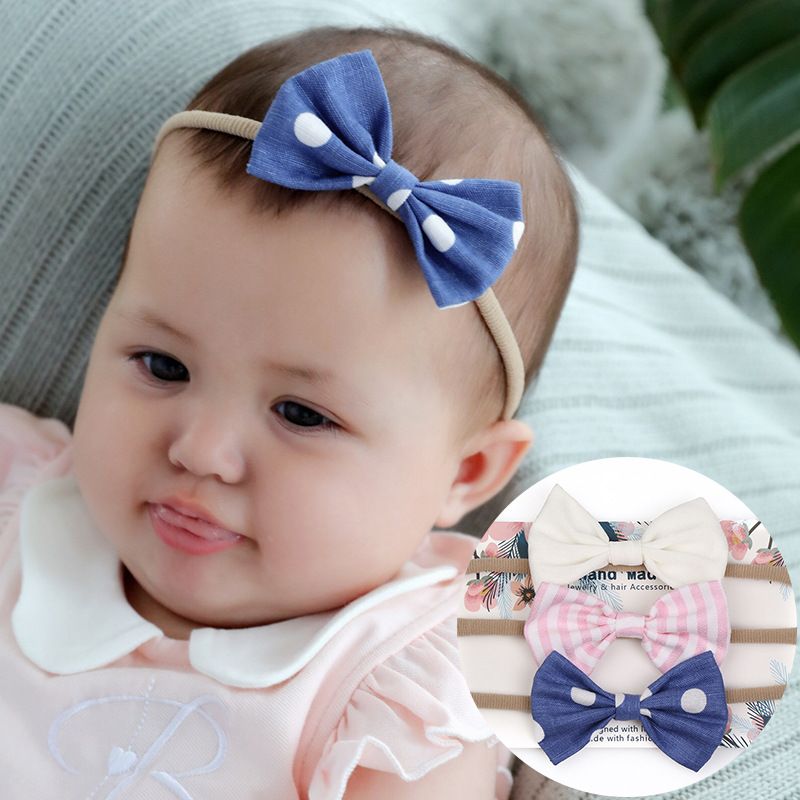 Toddler Newborn Baby Girl Polka Dot Bow Headband Elastic Hair Accessory Headwear