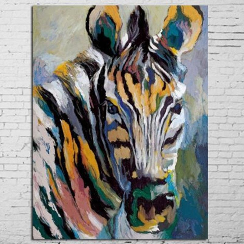 2021 Large Colorful Zebra Pictures Home Decor Wall Art Hand Painted Abstract Animal Oil Paintings On Canvas Handmade Cartoon Painting From Paintingart2017 47 04 Dhgate Com