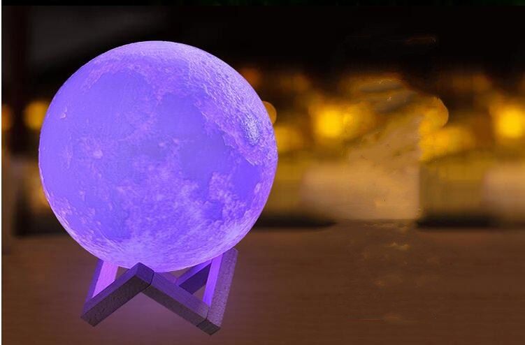 lampe dambiance lunaire intérieure Éclairage intérieur Night Light Loading 3D Printing Lune Lampe chaude et froide Blanc Dimmable Touch Control Luminosité 