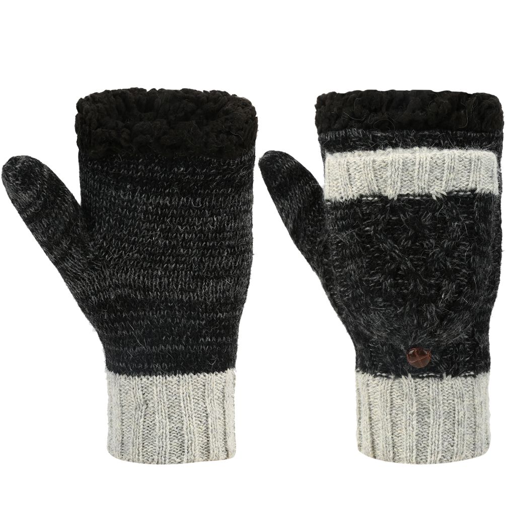 Vbiger Mens Womens Winter Gloves Warm Wool Half-finger Mittens Gloves