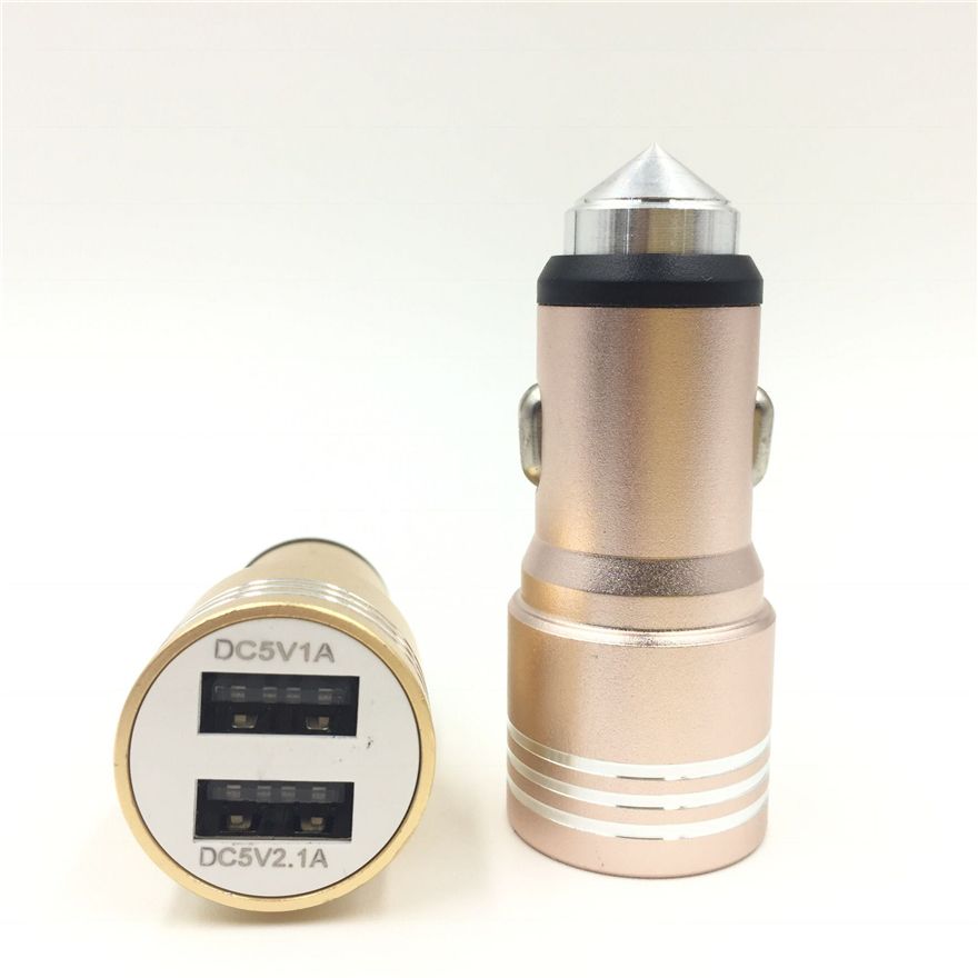 Aluminum Metal 2 1a Dual Ports Usb Fast Charging Car Charger