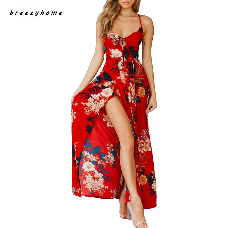 red floral summer dress