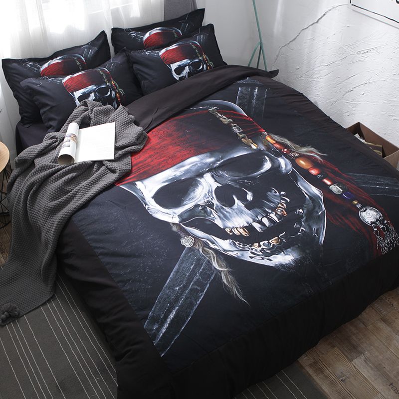 New 3d Painting Pirate Skull Bedding Set Without The Filler 3 Home