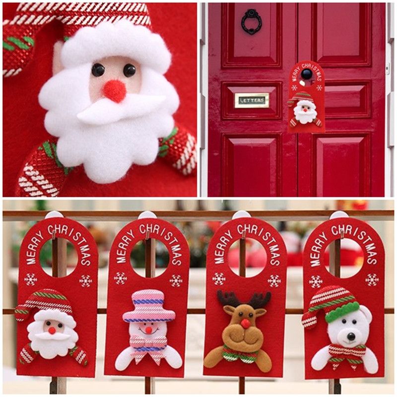 Decorazioni Per Porte Natalizie.Acquista Decorazioni Lalbero Di Natale Appendino Porta Di Natale Babbo Natale Pupazzo Di Neve Alce Maniglia Appesa Ornamento Natale Decorazioni La Casa A 0 72 Dal Misssecret Dhgate Com