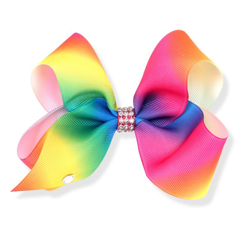 Girls Rainbow 5” Large Hair Bow Clip