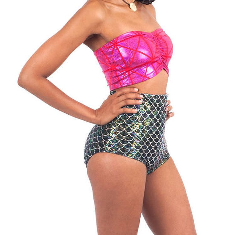 ladies high waisted swim shorts