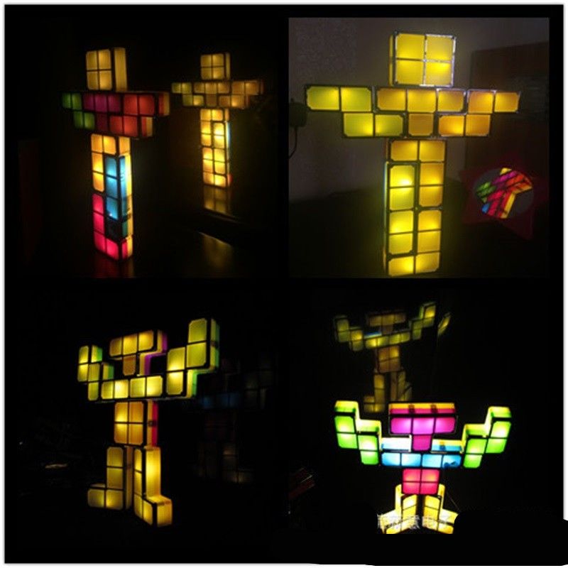 2020 Creative Retro Game Tetris Stackable Led Desk Lamp Diy Tower